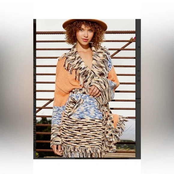 SOLD NEW POL Multicolor Knit Cardigan with Fringe - Picture 6 of 8
